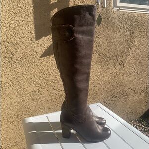 Gant brown leather tall block heels boots size 6.5 ( European 37)